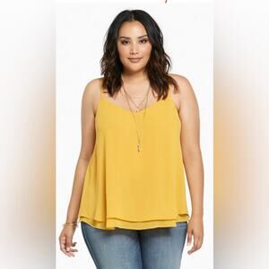 Torrid Women’s Yellow Soft Flowy Chiffon Cami Adjustable Straps V-Neck Size 5X